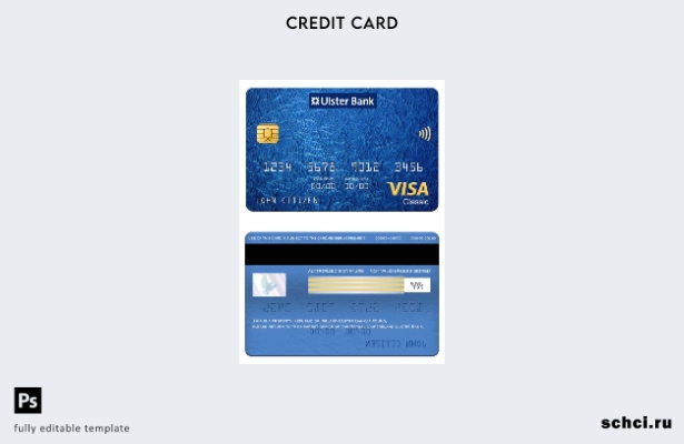 скачать цифровую версию шаблона классической карты Visa Ulster Bank Республики И